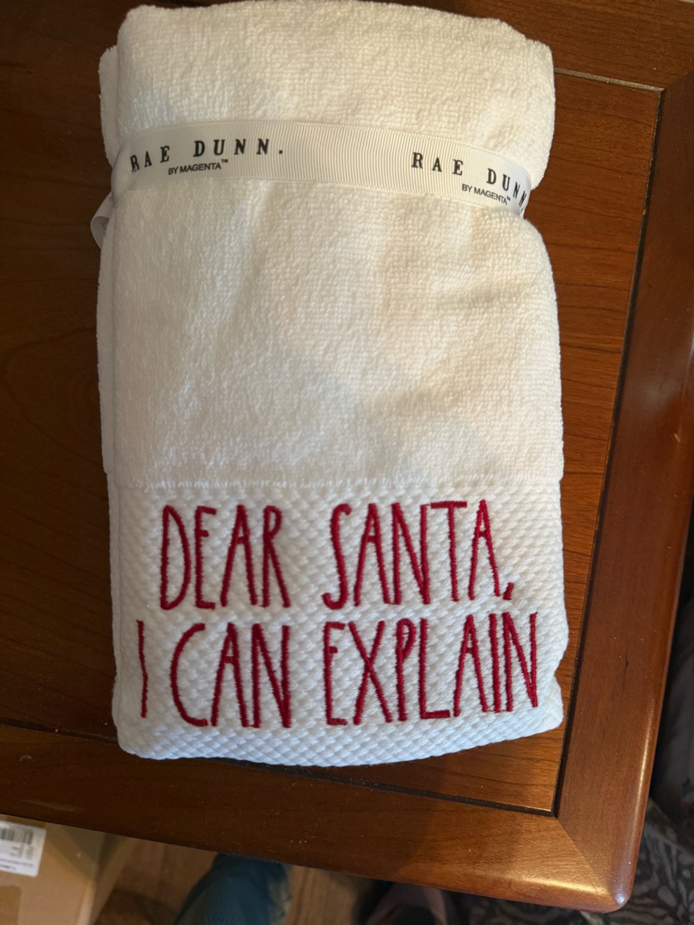Rae Dunn White and Red "Dear Santa, I Can Explain" Holiday Kitchen Towel